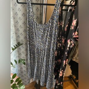 American Eagle Blue Floral Tank Sun Dress